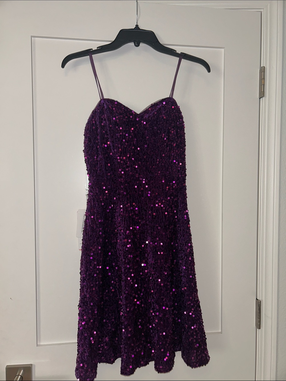 JJs House Purple Sequin Spaghetti Strap Dress
